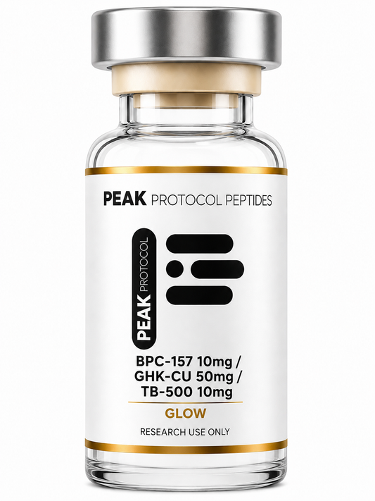 BPC157 10mg + GHK-CU 50mg + TB500 10mg + KPV 10mg research use product bottle